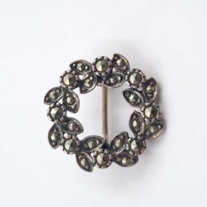 Tiny Silver Marcasite Garland Pin Brooch