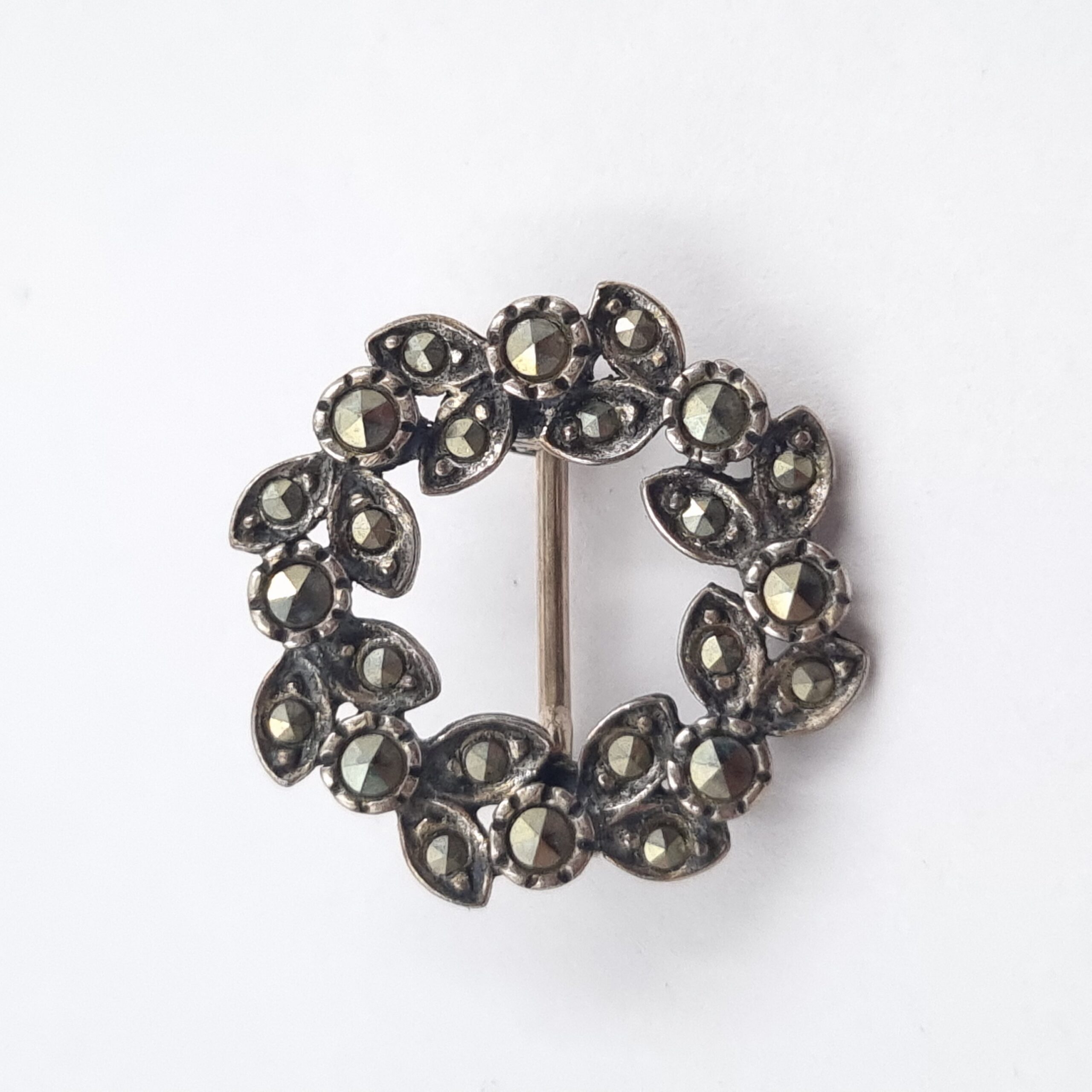 Tiny Silver Marcasite Garland Pin Brooch
