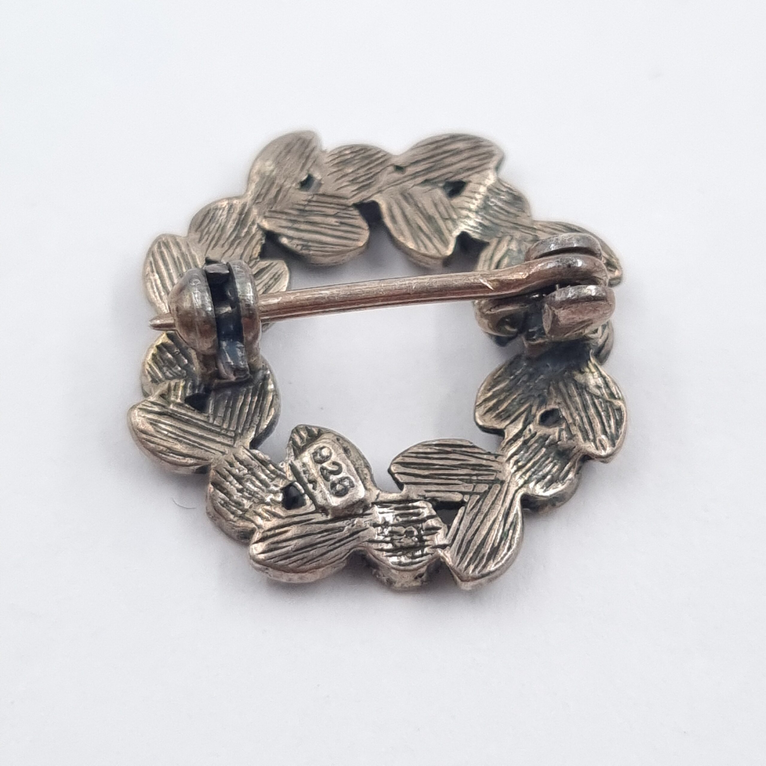 Tiny Silver Marcasite Garland Pin Brooch 925 - Image 2