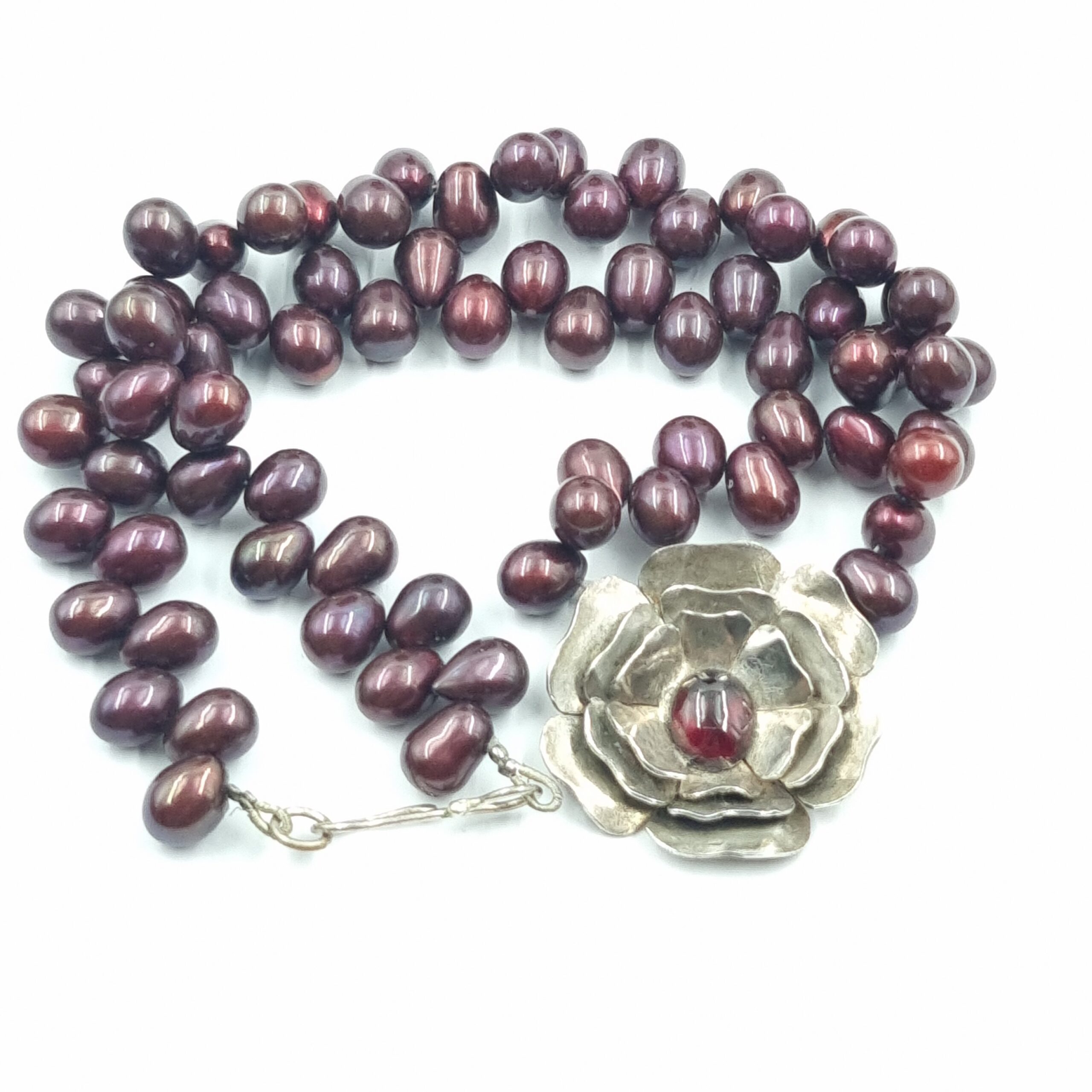 Scottish Silver & Pearl Necklace by Audrey Grace Connelly Edinburgh Hallmark - Image 3