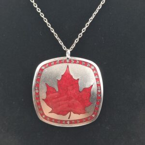 Monique Olivier Enamel Maple Leaf Pendant Necklace