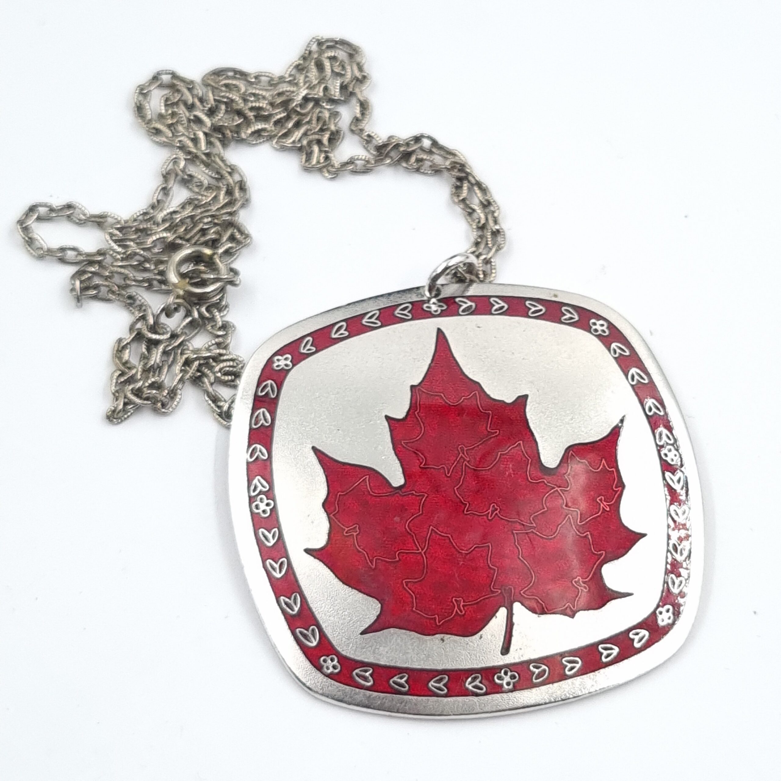 Monique Olivier Enamel Maple Leaf Pendant Necklace - Image 3