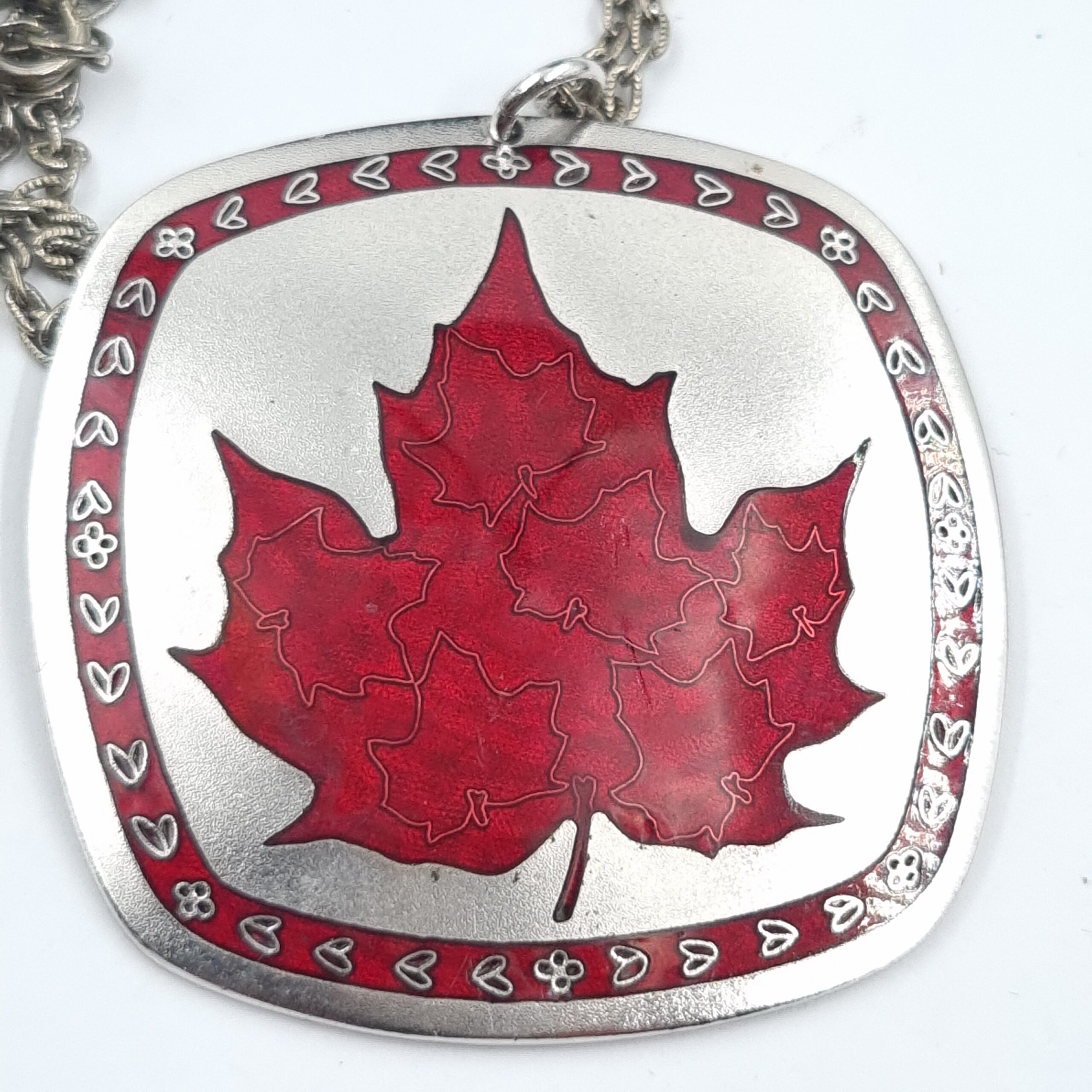 Monique Olivier Enamel Maple Leaf Pendant Necklace - Image 2