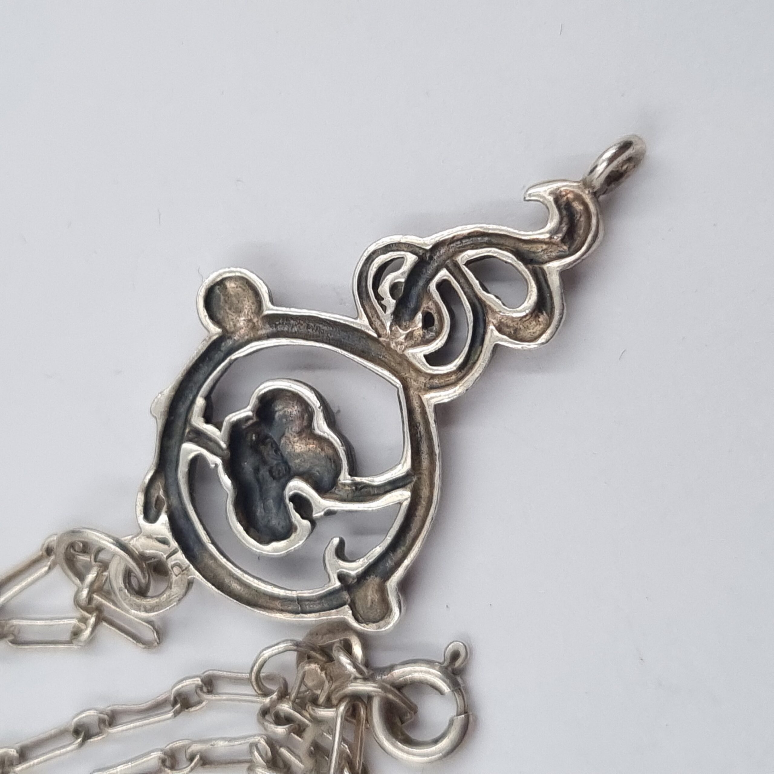 Sterling Silver Celtic Norse Pendant on Paperclip Chain - Image 2