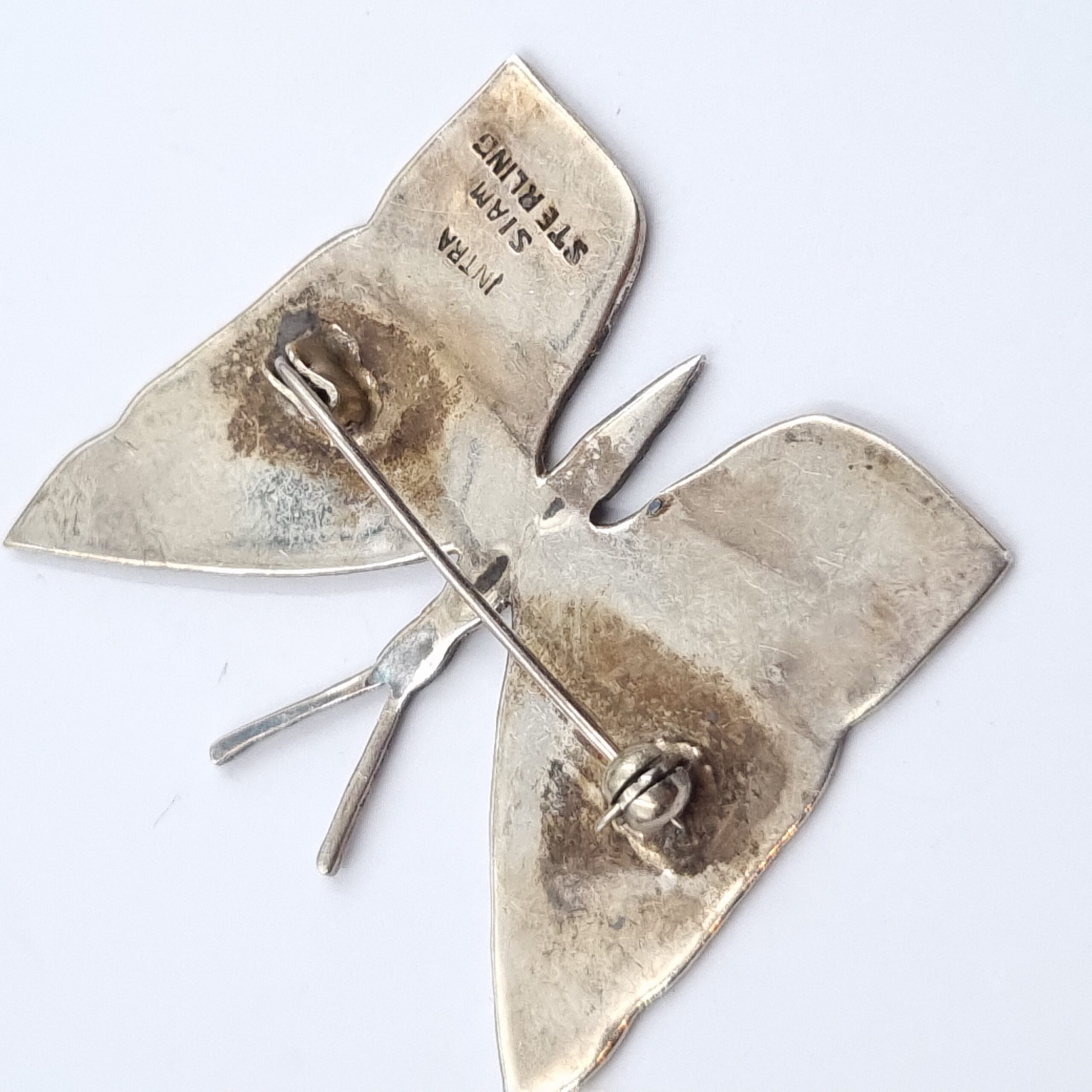 Silver Enamel Butterfly Brooch Made in Siam - Image 2