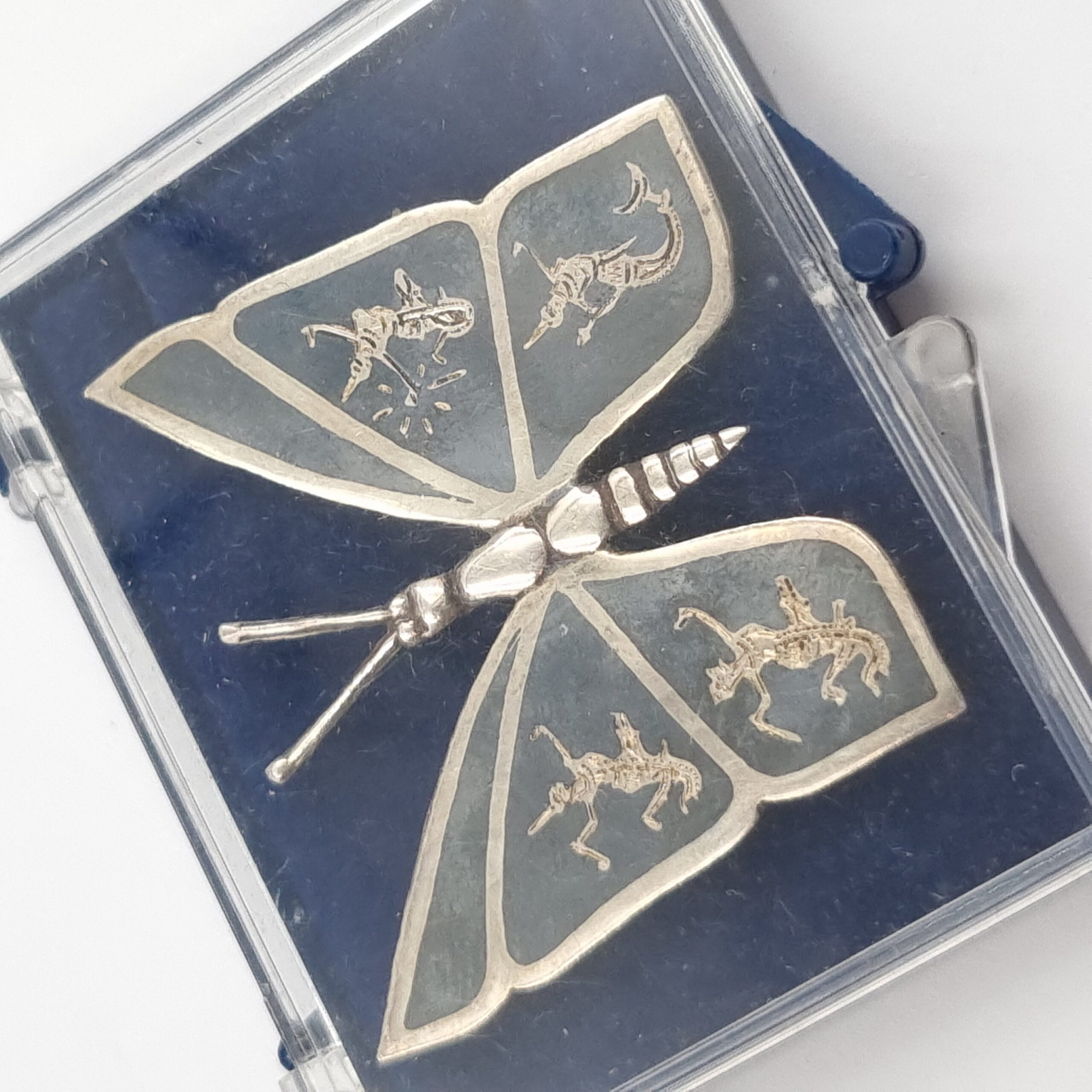 Silver Enamel Butterfly Brooch Made in Siam - Image 3