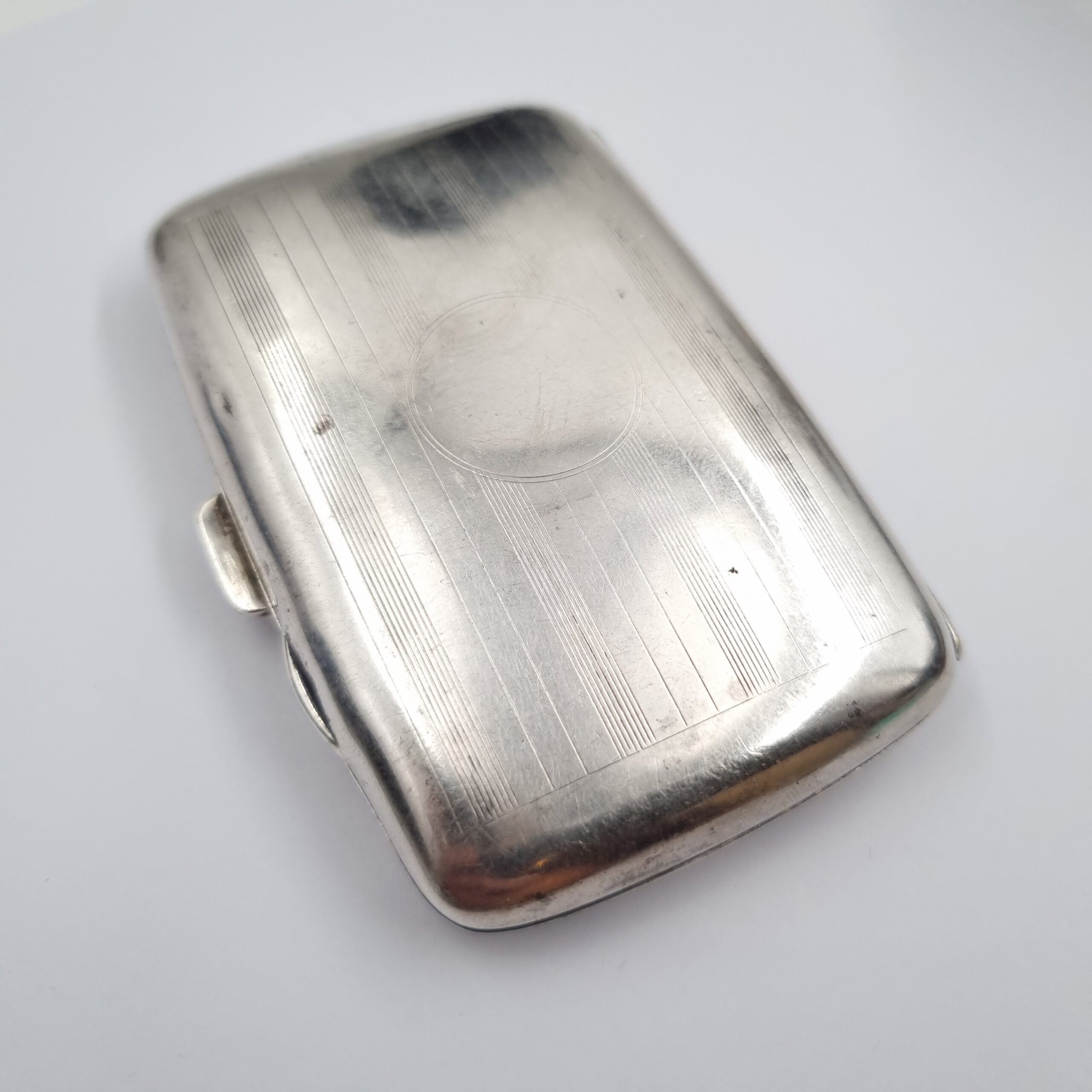 silver cigarette case uk Solid Silver Cigarette Case Engine Turned Hallmarked 1919