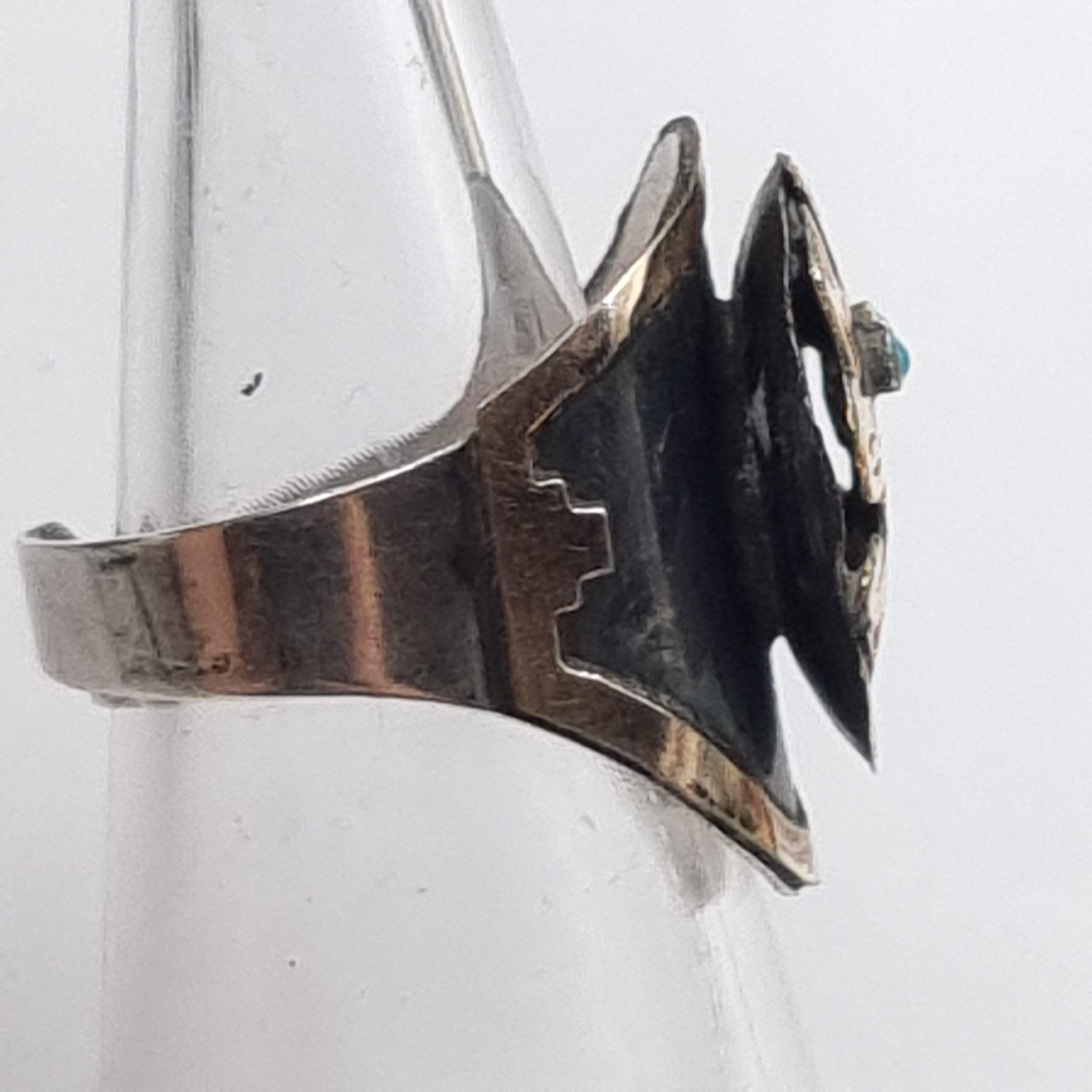 Gold & Silver Inca God Ring Peru c 1960s Adjustable Industria Peruana - Image 4