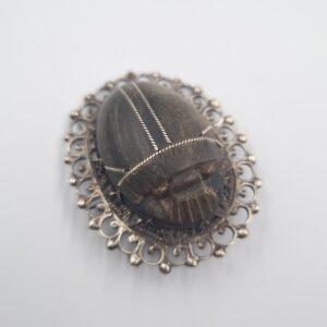 Large Egyptian Revival Scarab Brooch Silver