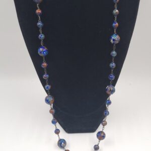 Chinese Export Cloisonné Necklace Y Drop blue