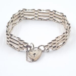 Vintage Solid Silver Gate Bracelet Padlock Clasp