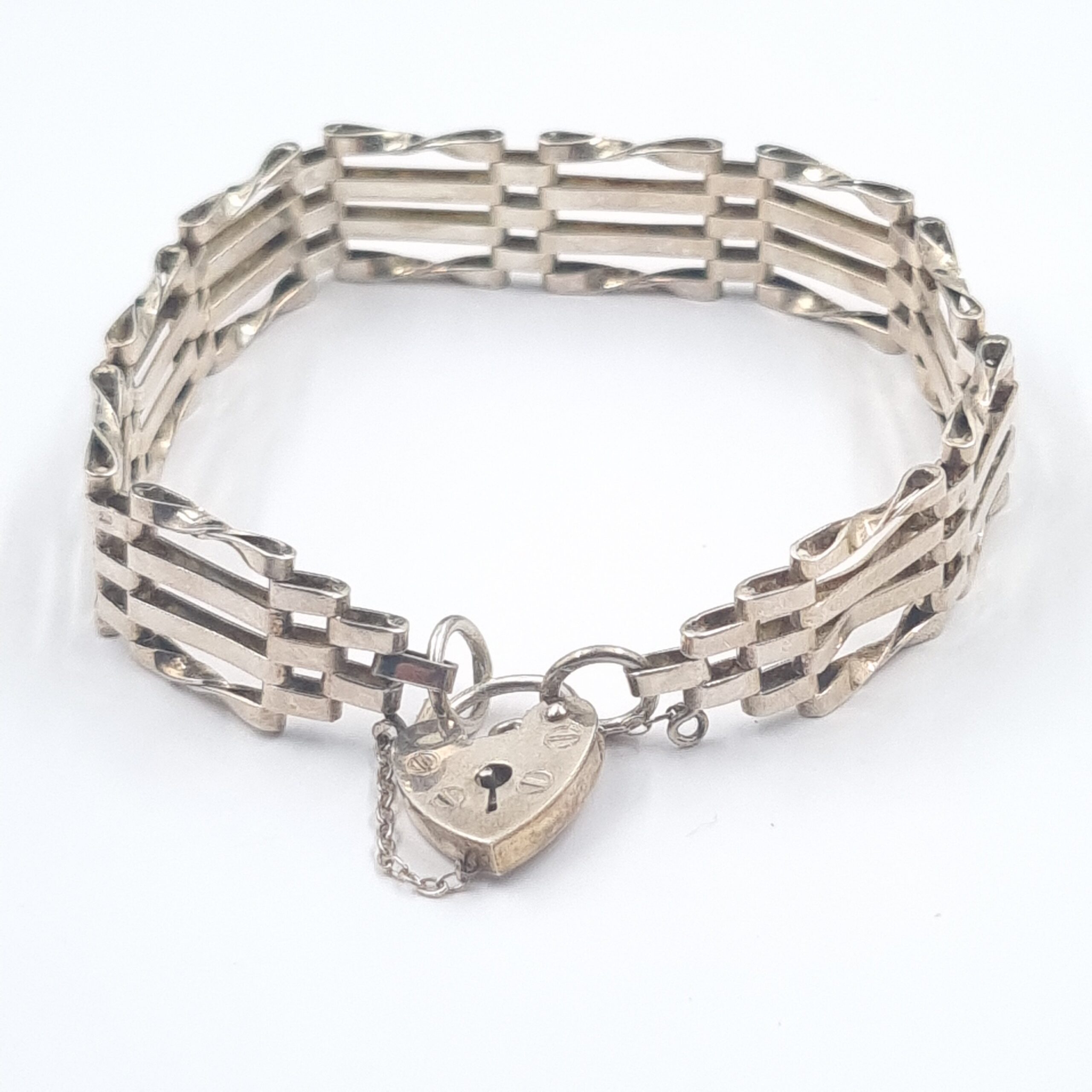 Vintage Solid Silver Gate Bracelet Padlock Clasp