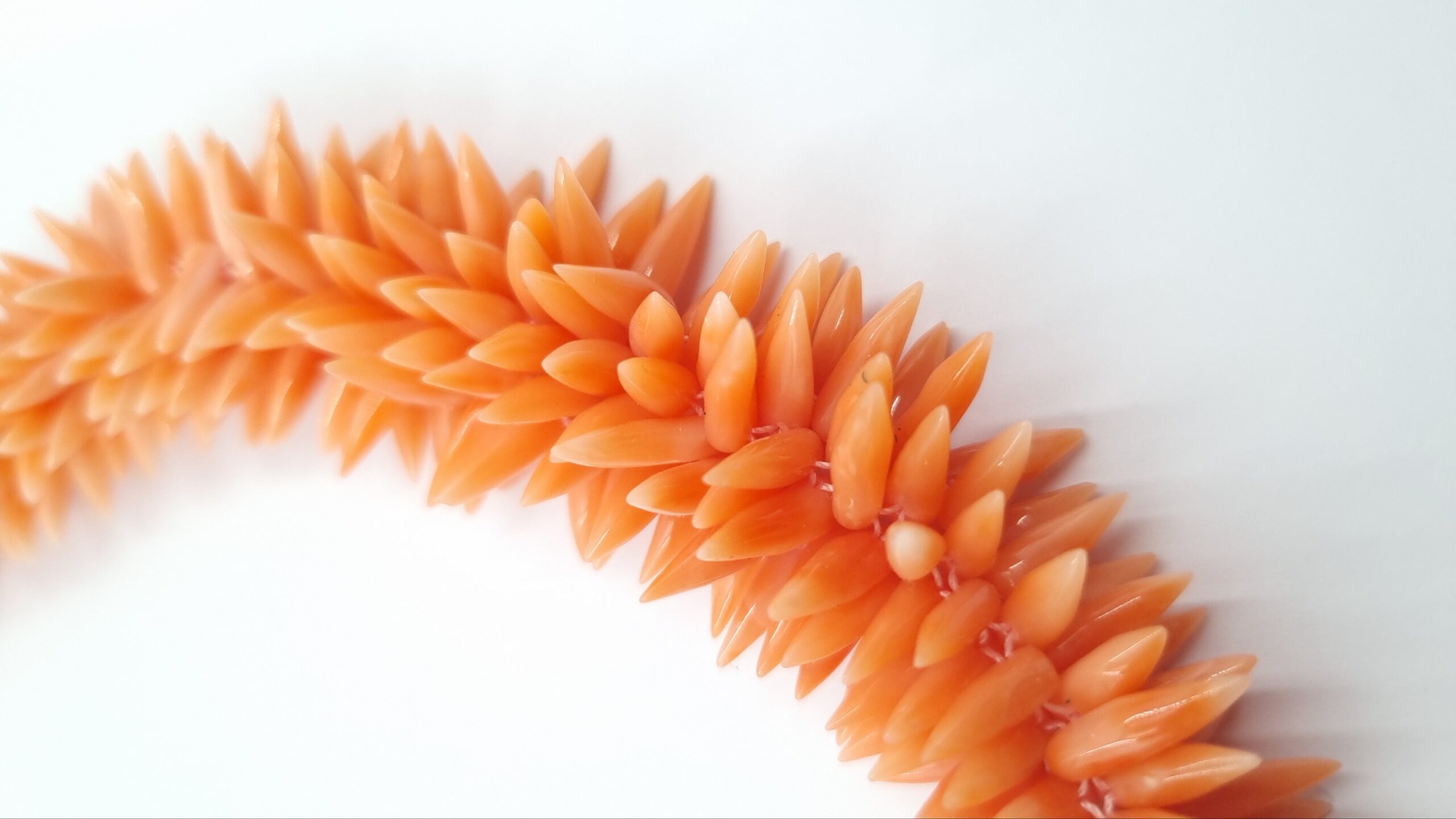 Coral Necklace 14k Gold Clasp Statement Collar Stitched Spiked - Image 2