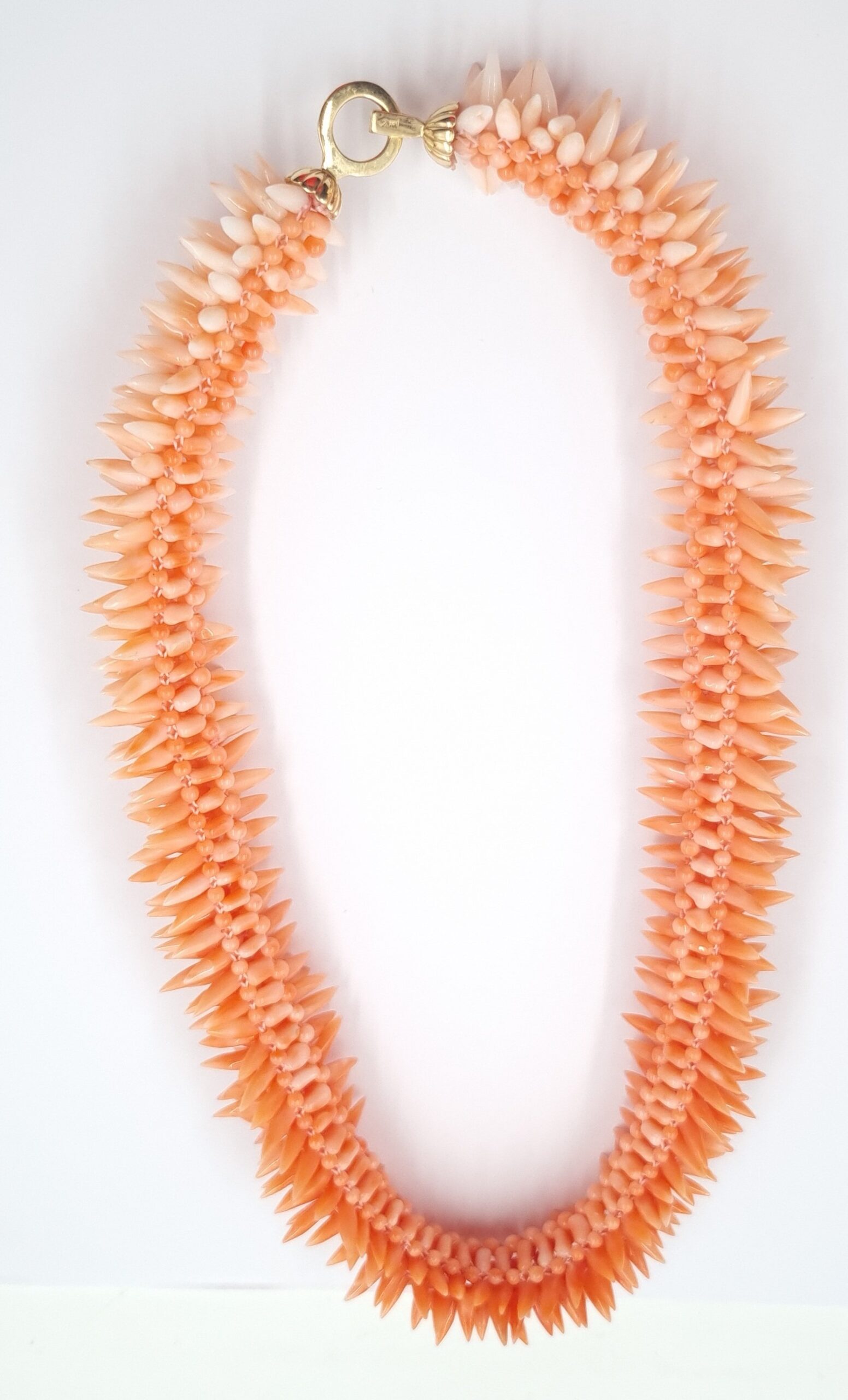 Coral Necklace 14k Gold Clasp Statement Collar Stitched Spiked - Image 4