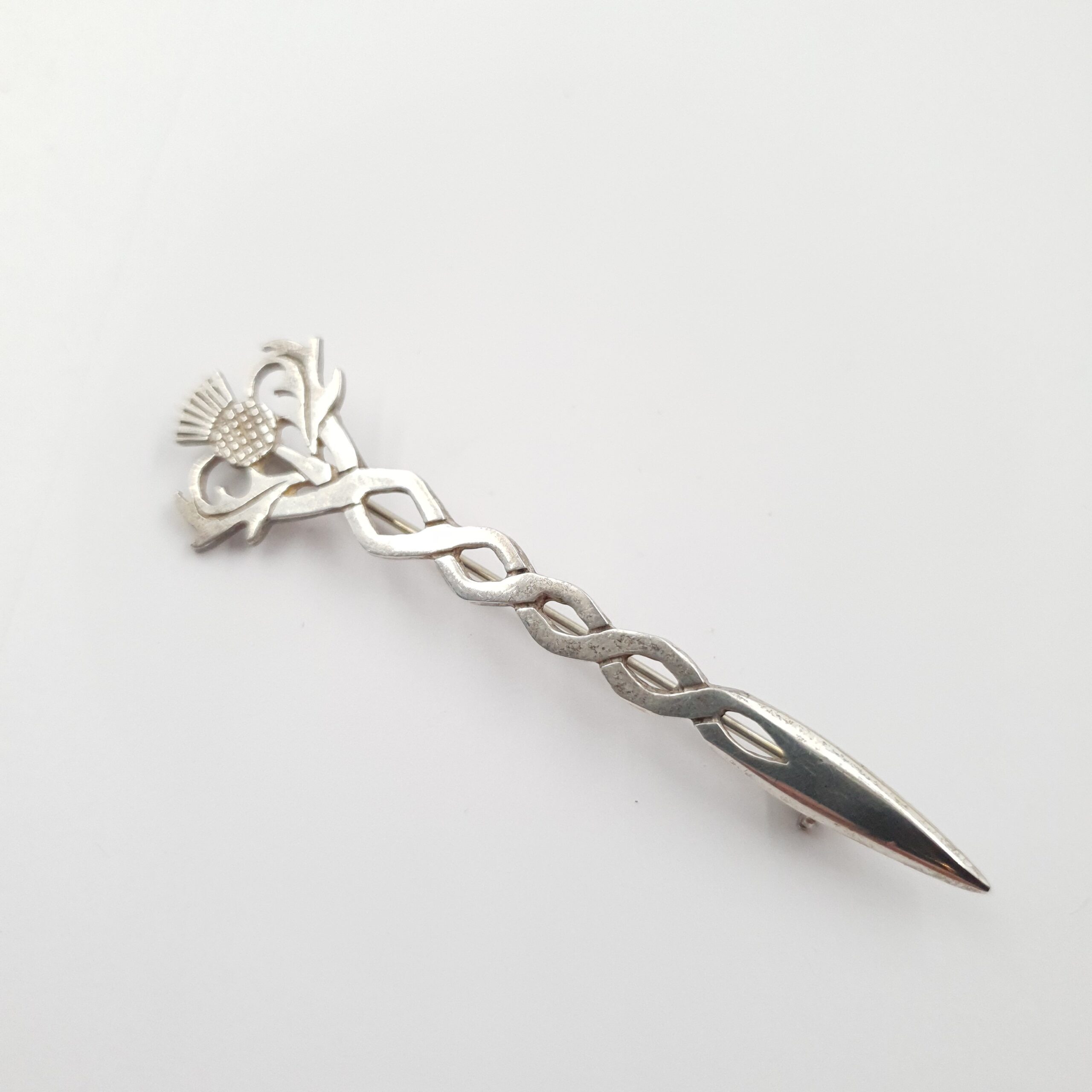 Scottish Silver Malcolm Gray Kilt Pin Thistle Brooch