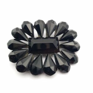 Large Victorian Mourning Brooch Black French Jet