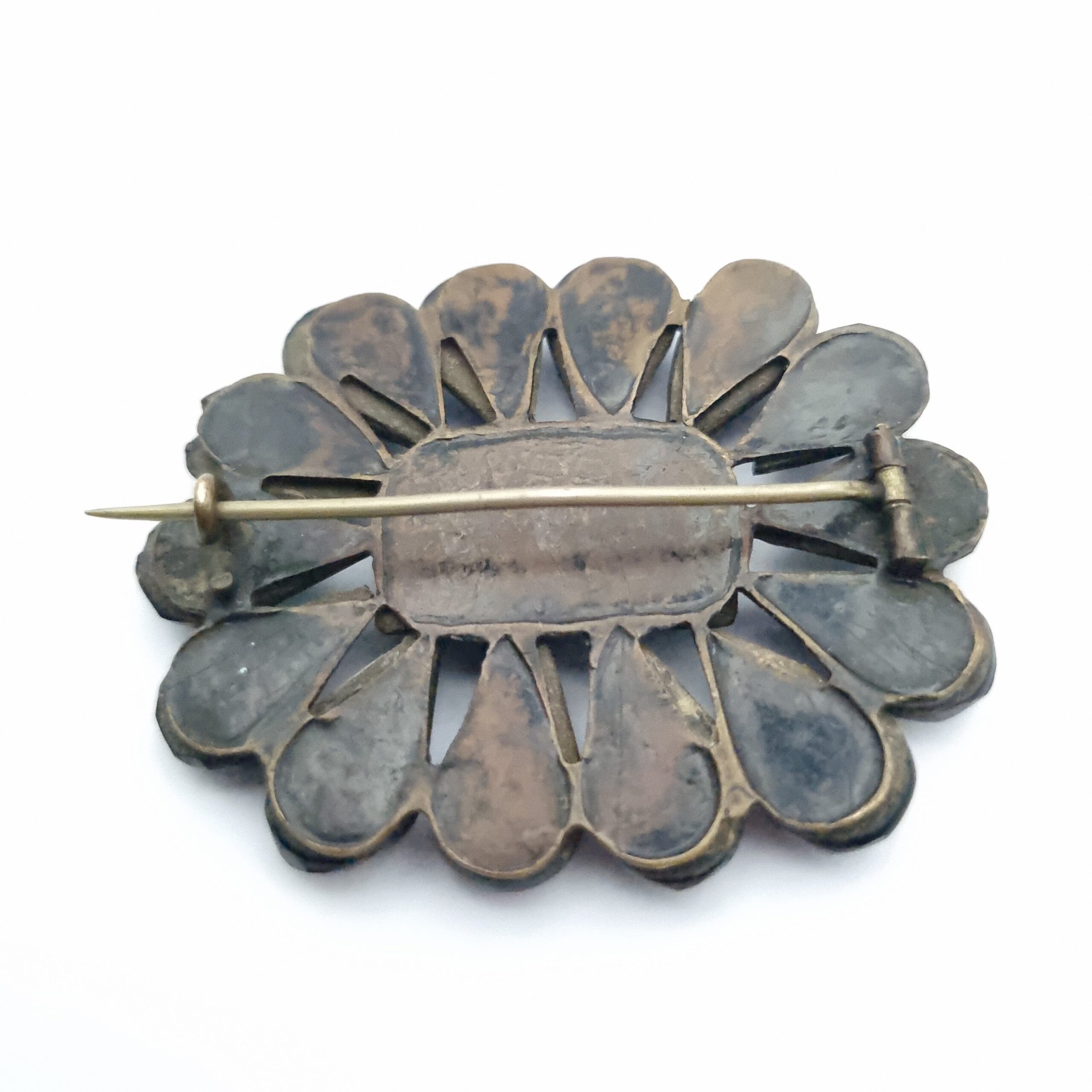 Large Victorian Mourning Brooch Black French Jet Flower - Image 2