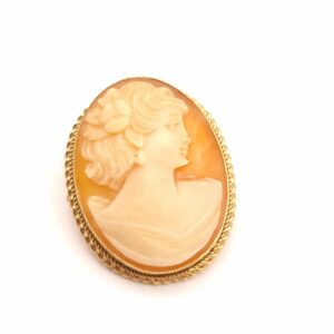 9ct Gold Shell Cameo Brooch Antique