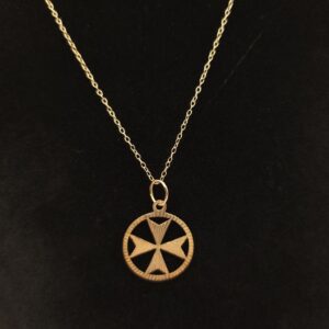 9ct Gold Maltese Cross Pendant Necklace.