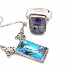 Thomas Mott Butterfly Wing Pendant & Ring Sterling Silver.