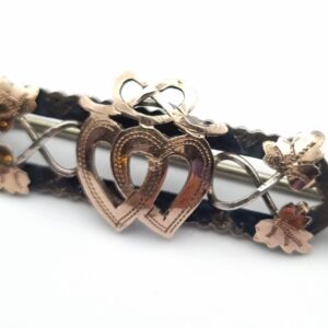 Aesthetic Movement Silver Brooch Entwined Hearts & Forget Me Knots