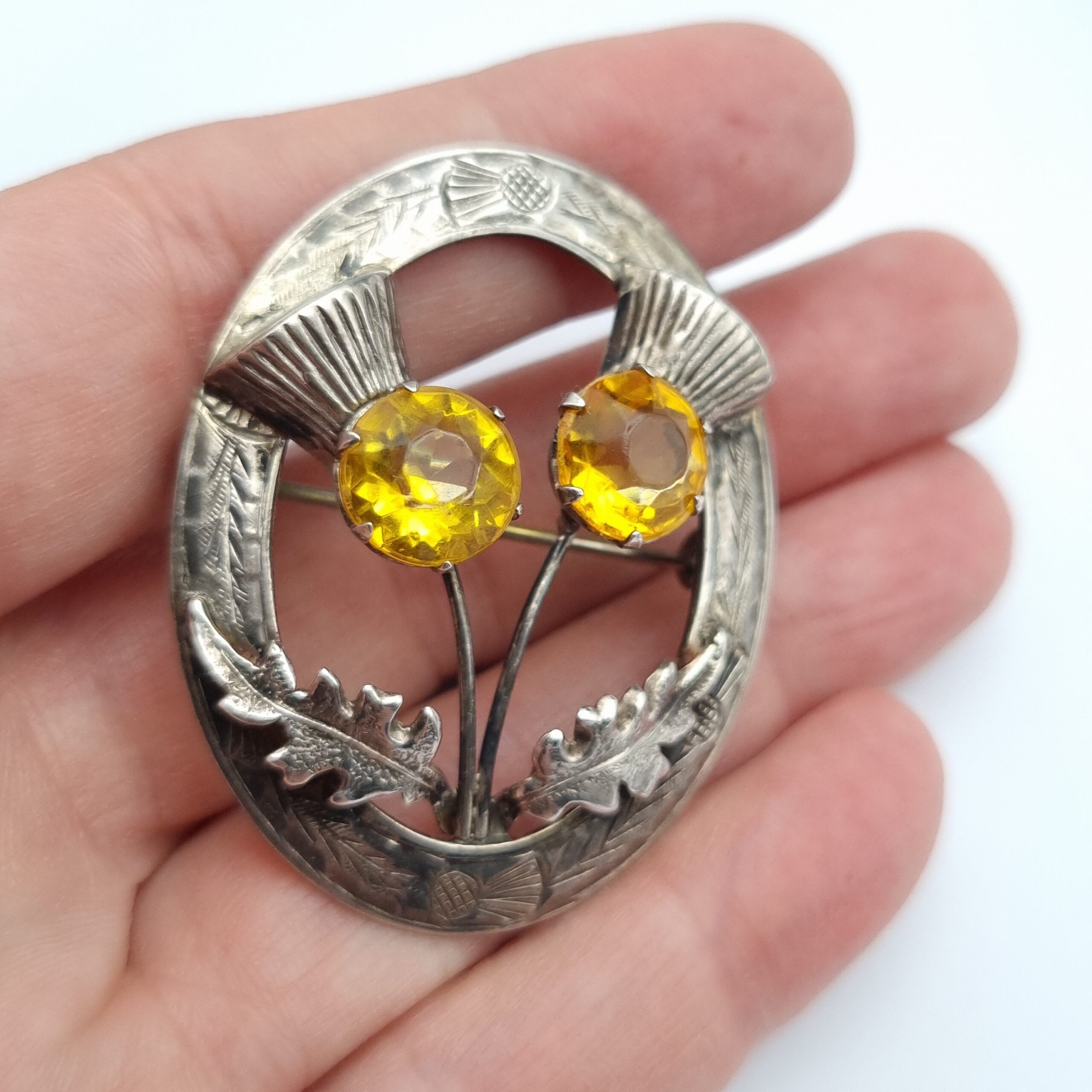 Scottish Thistle Brooch Hallmarked Glasgow