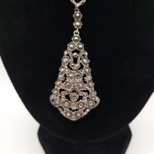 Edwardian Silver Marcasite Pendant Necklace