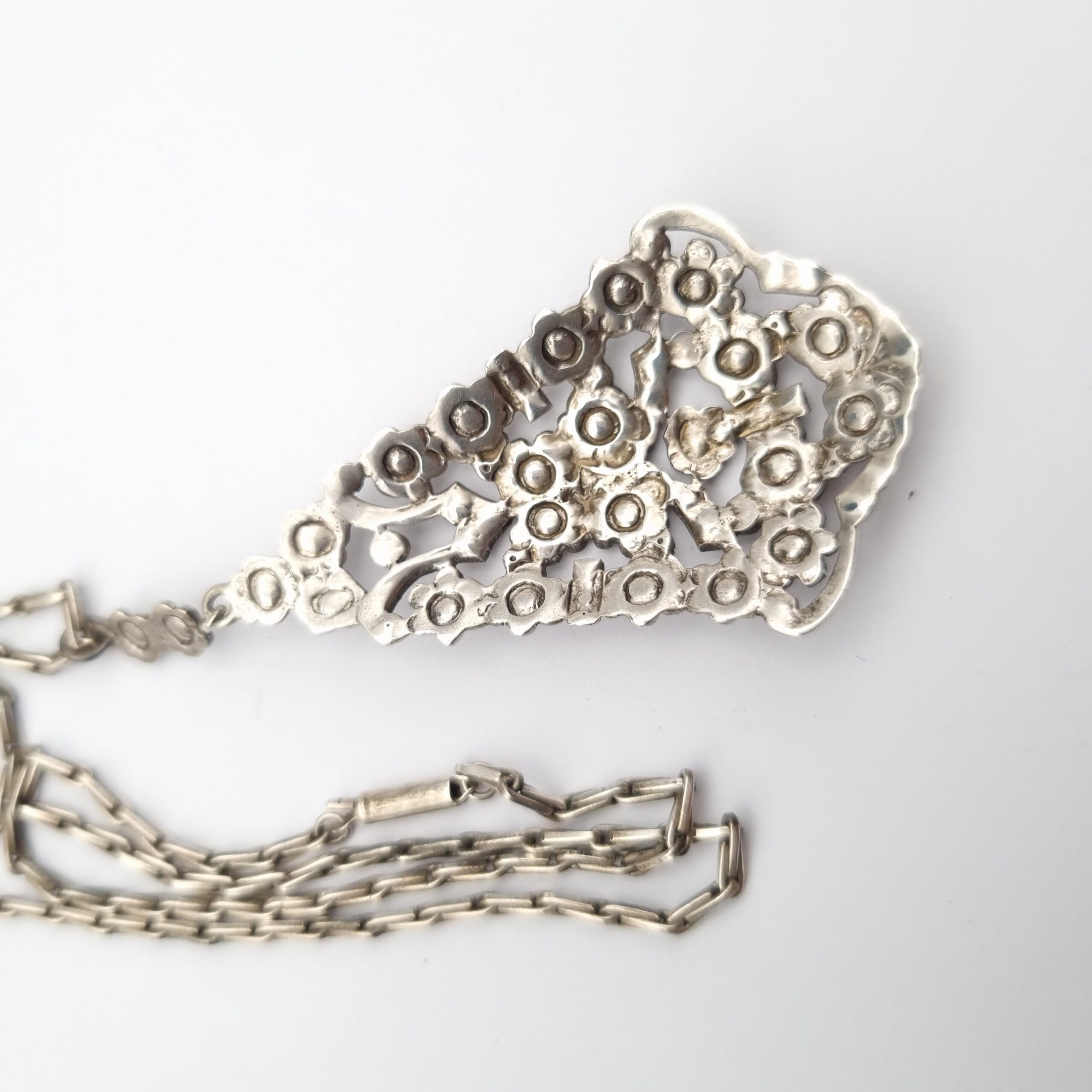 Edwardian Silver Marcasite Pendant Necklace - Image 4