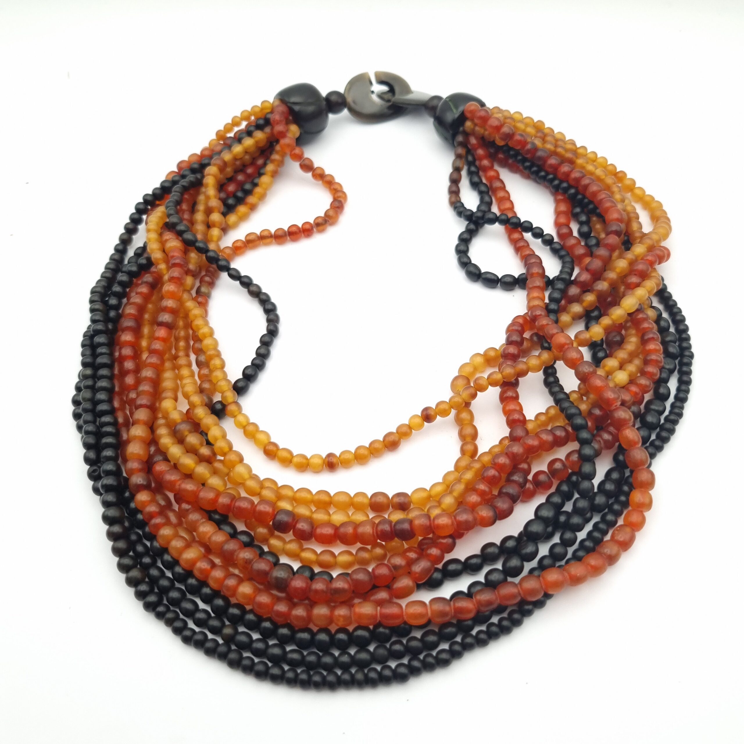 Gerda Lynggaard Multi Strand Amber & Horn Bead Necklace Vintage Monies - Image 3