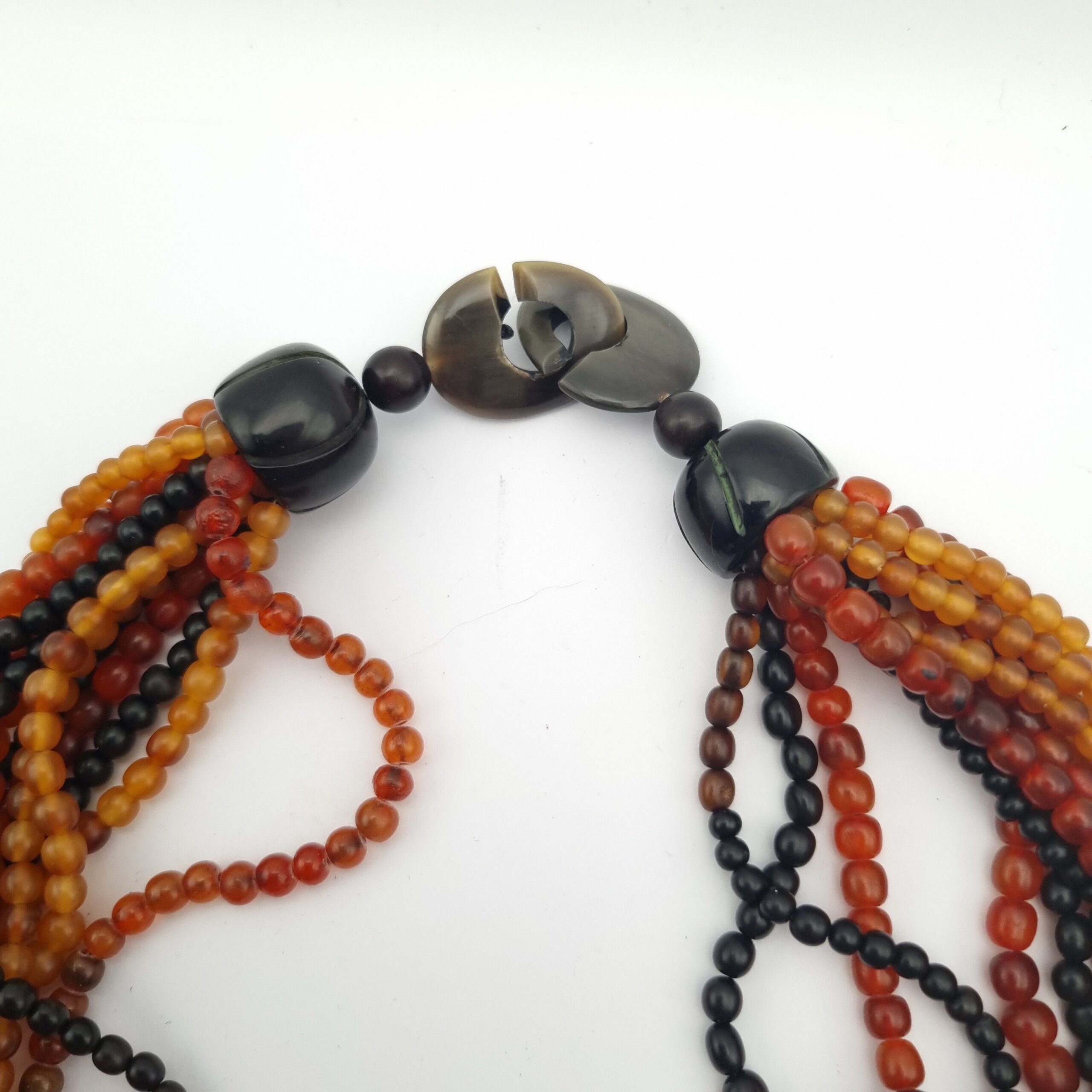 Gerda Lynggaard Multi Strand Amber & Horn Bead Necklace Vintage Monies - Image 7