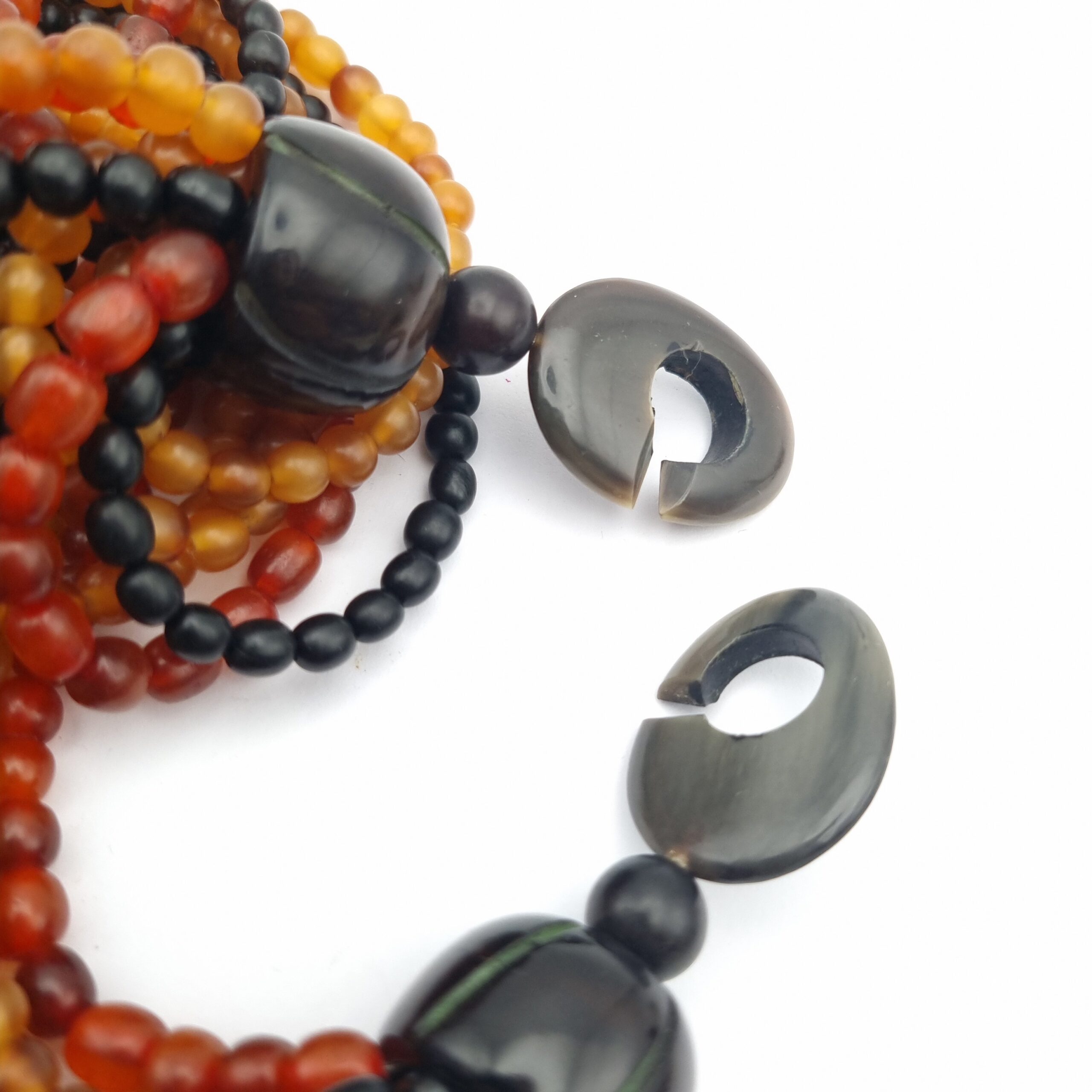 Gerda Lynggaard Multi Strand Amber & Horn Bead Necklace Vintage Monies - Image 4