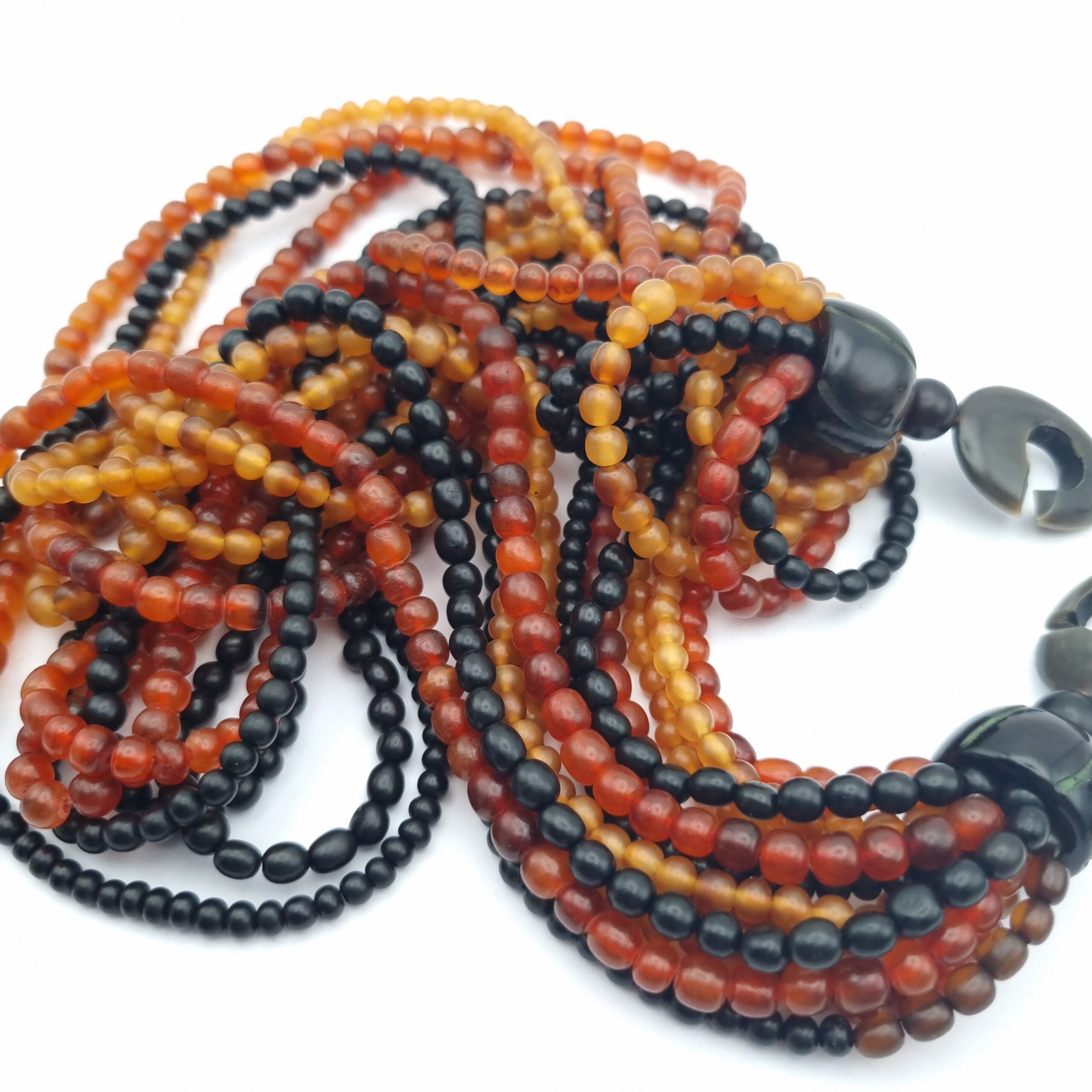 Gerda Lynggaard Multi Strand Amber & Horn Bead Necklace Vintage Monies - Image 5