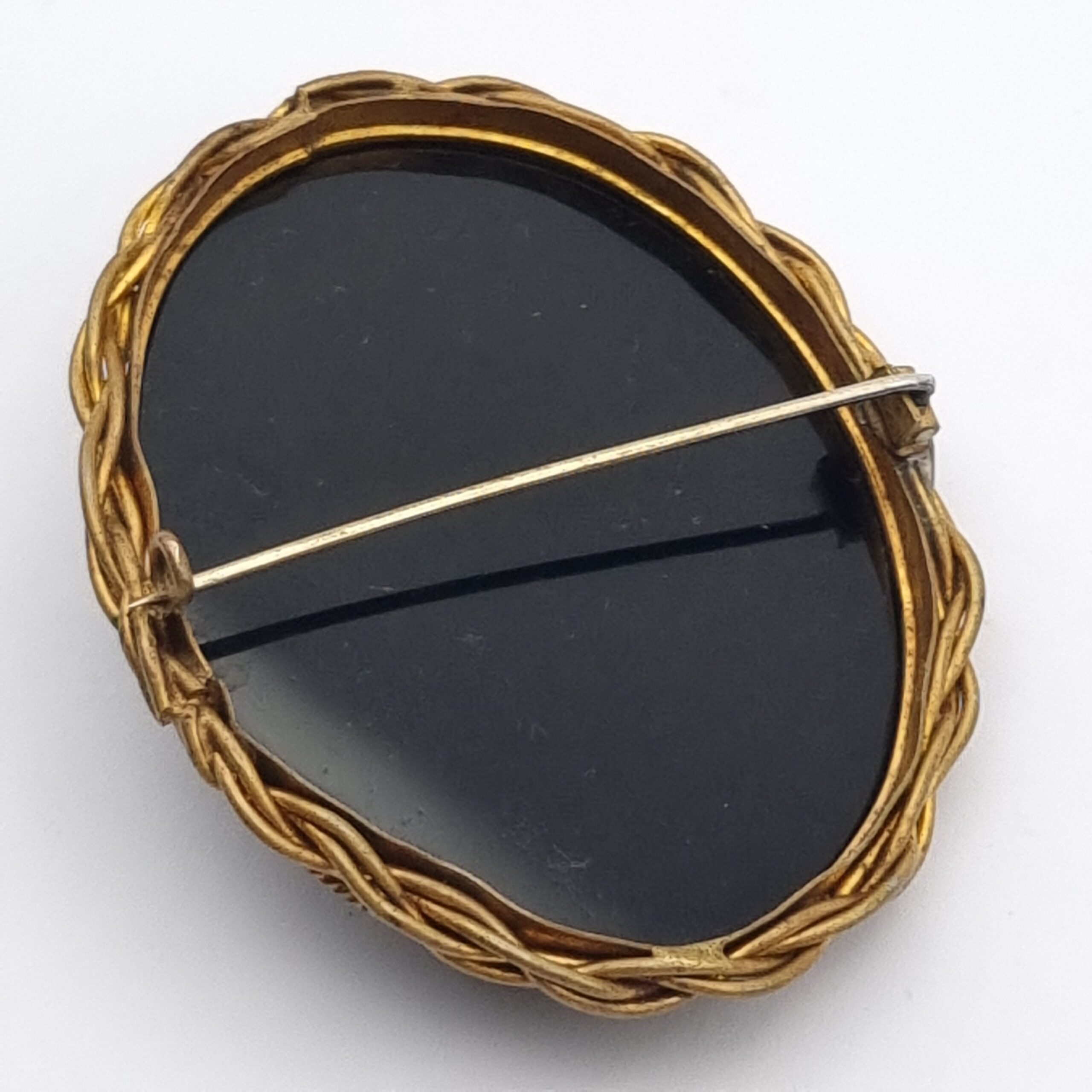 Victorian Black Paté de Verre Cameo Brooch Mourning Jewellery - Image 6