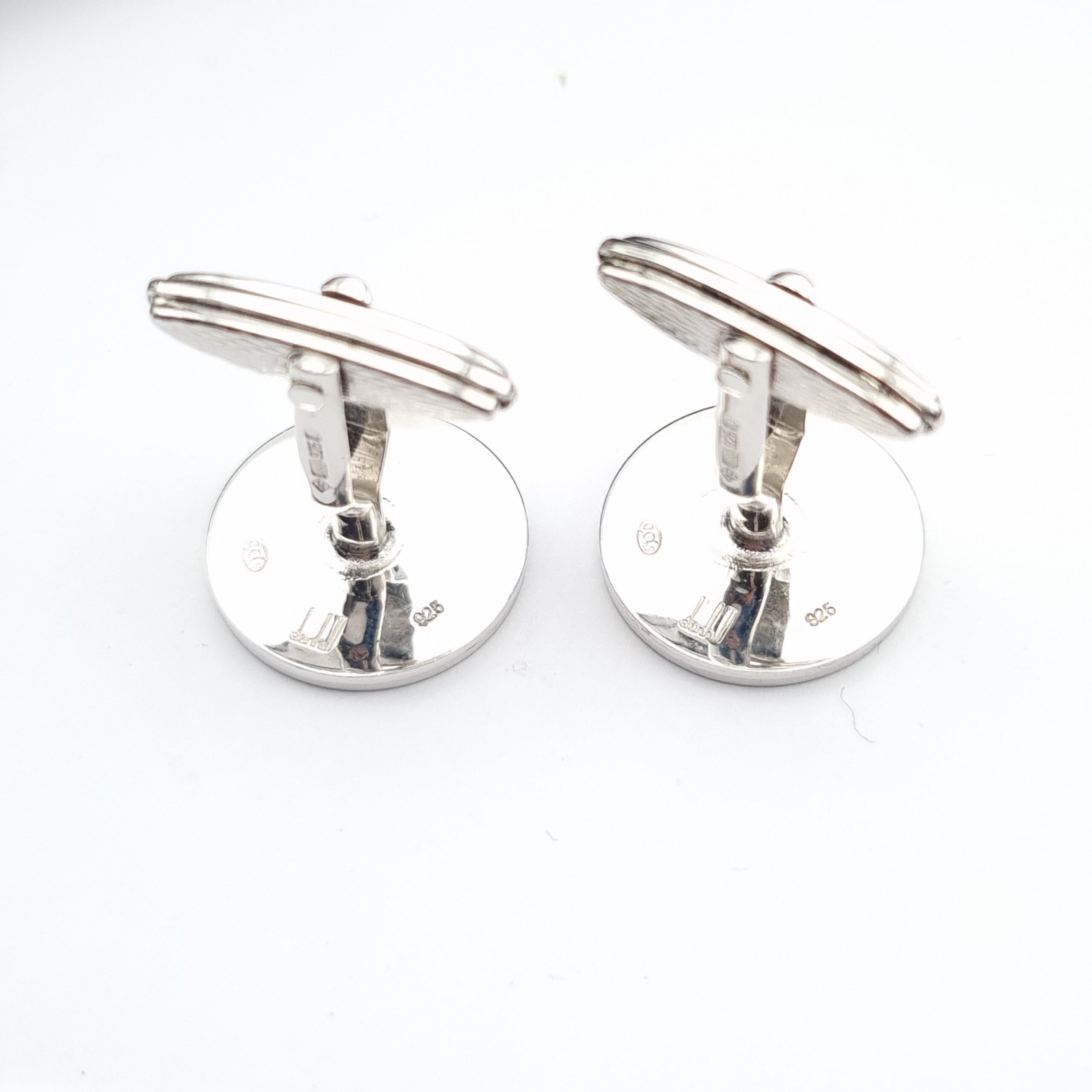 Dunhill Cufflinks Sterling Silver Guilloche Enamel Green Boxed - Image 5