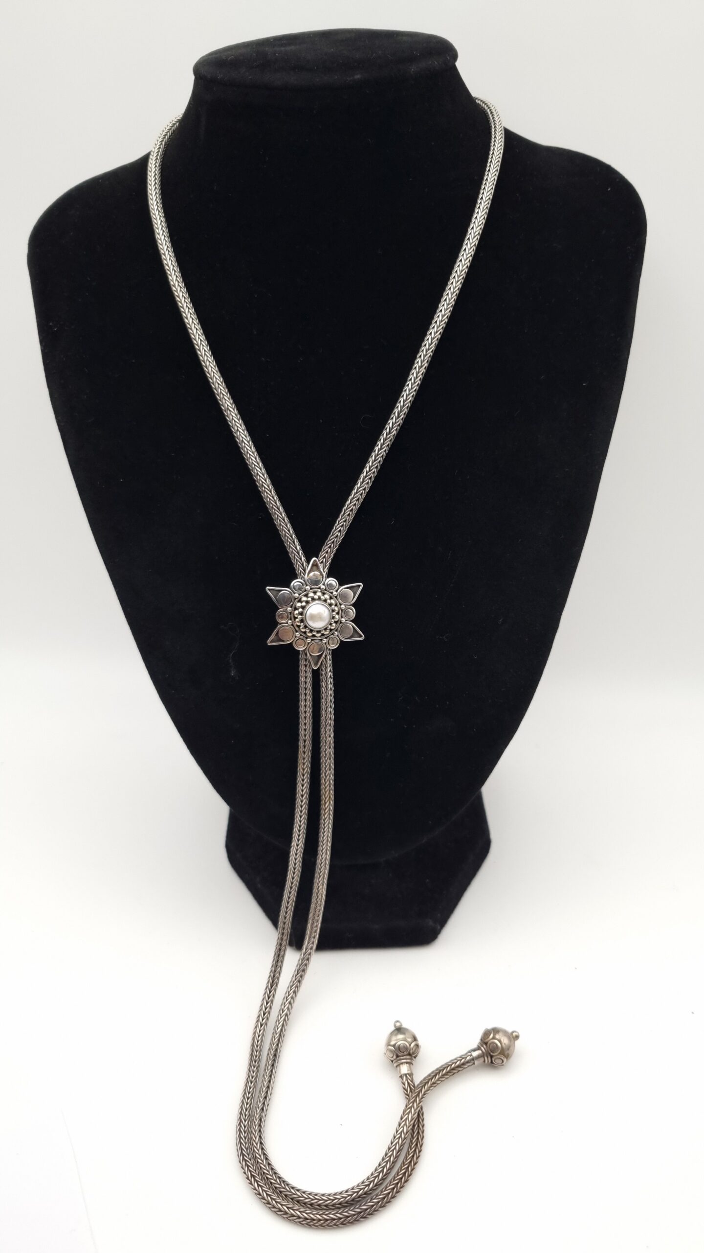 Sterling Silver Bolo Tie Necklace Sliding Star