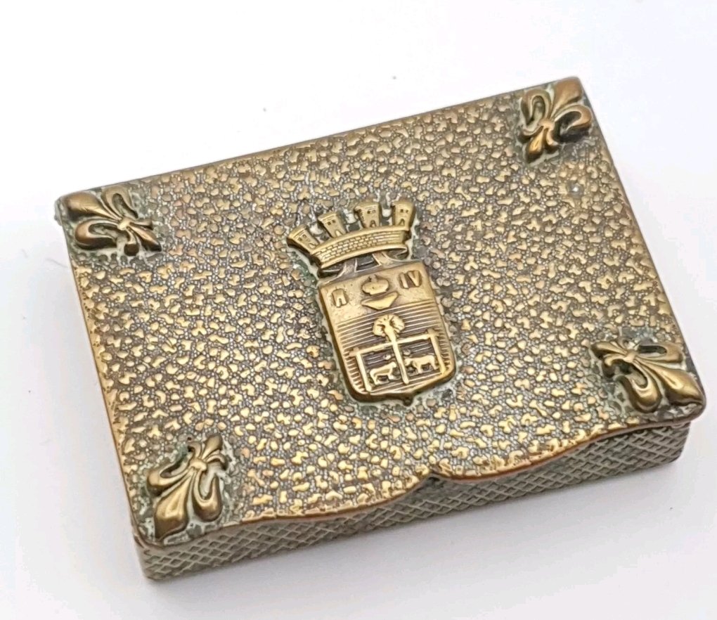 Antique French Brass Vesta With Henri IV