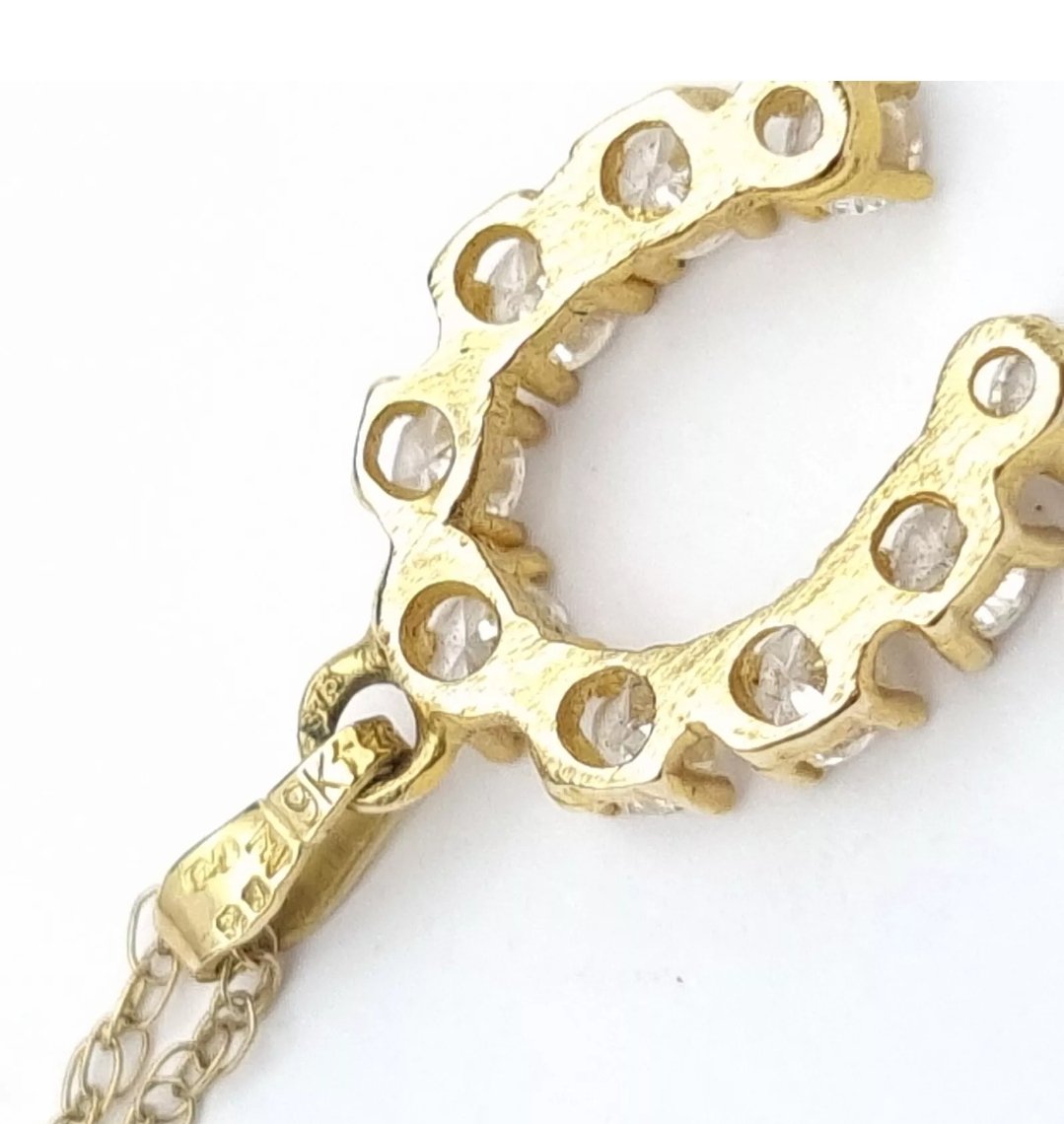 9ct Yellow Gold Horseshoe Pendant Necklace Vintage 1980s Hallmarked 1983 EJ - Image 4