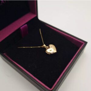 9ct Gold Heart Locket Necklace with Diamond