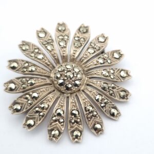 Vintage Swedish Silver & Marcasite Daisy Brooch