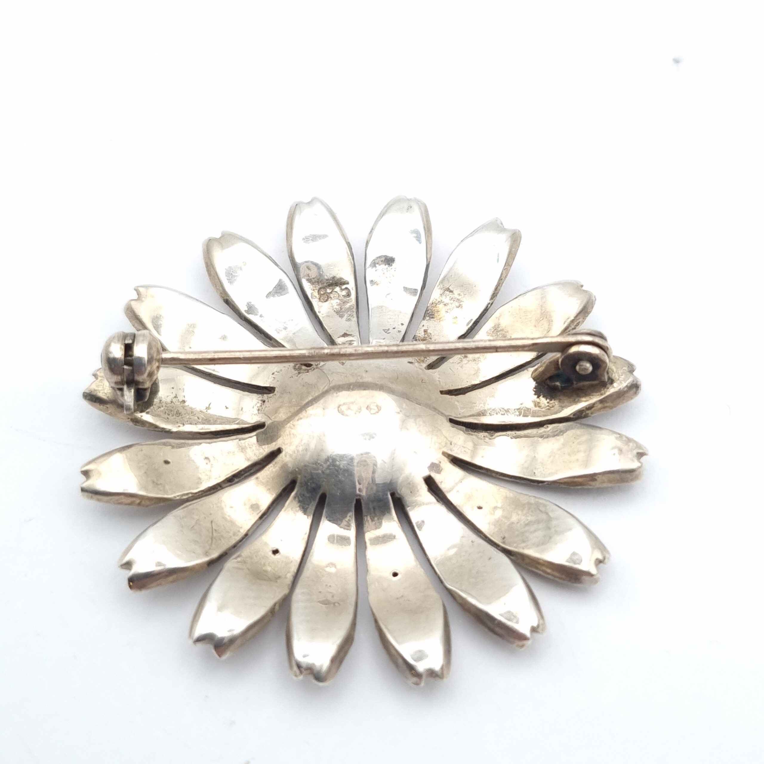 Vintage Swedish Silver & Marcasite Daisy Brooch - Image 3