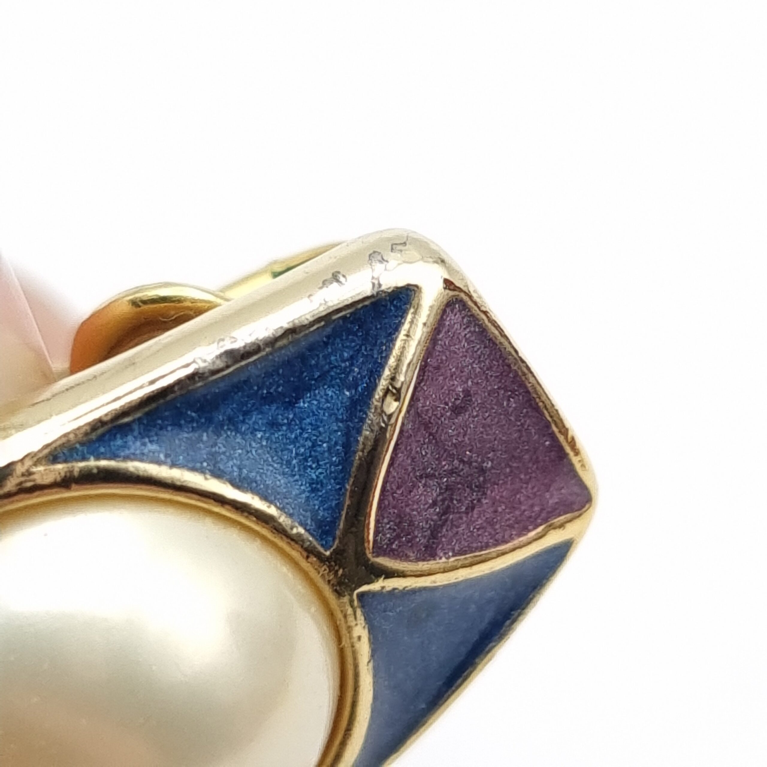 Crown Trifari Enamel Earrings Clip On c 1960s - Image 4