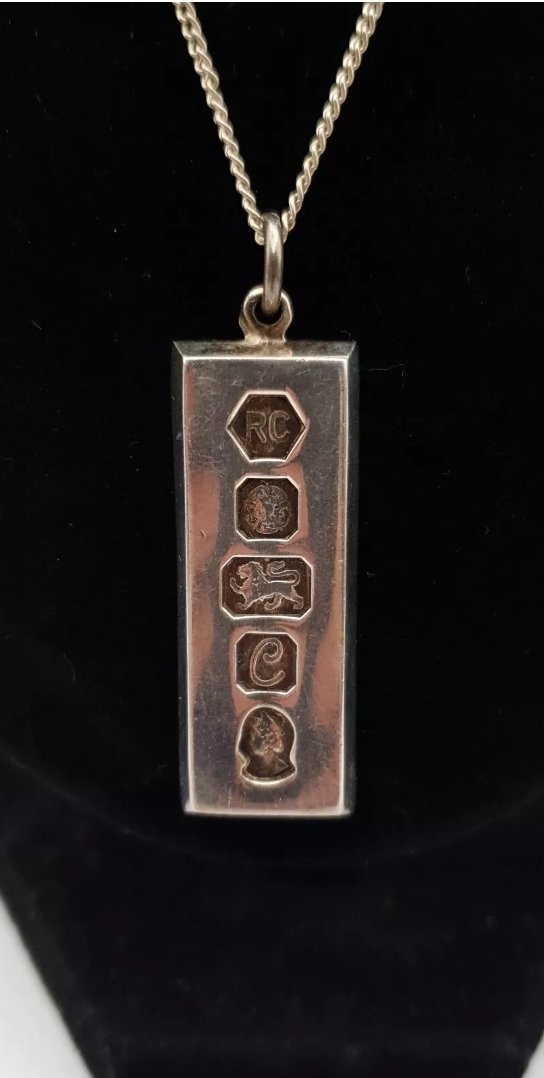 Sterling Silver Ingot Pendant Necklace 1977