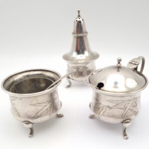 Chinese Silver Cruet Set Bamboo TackHing Hong Kong.