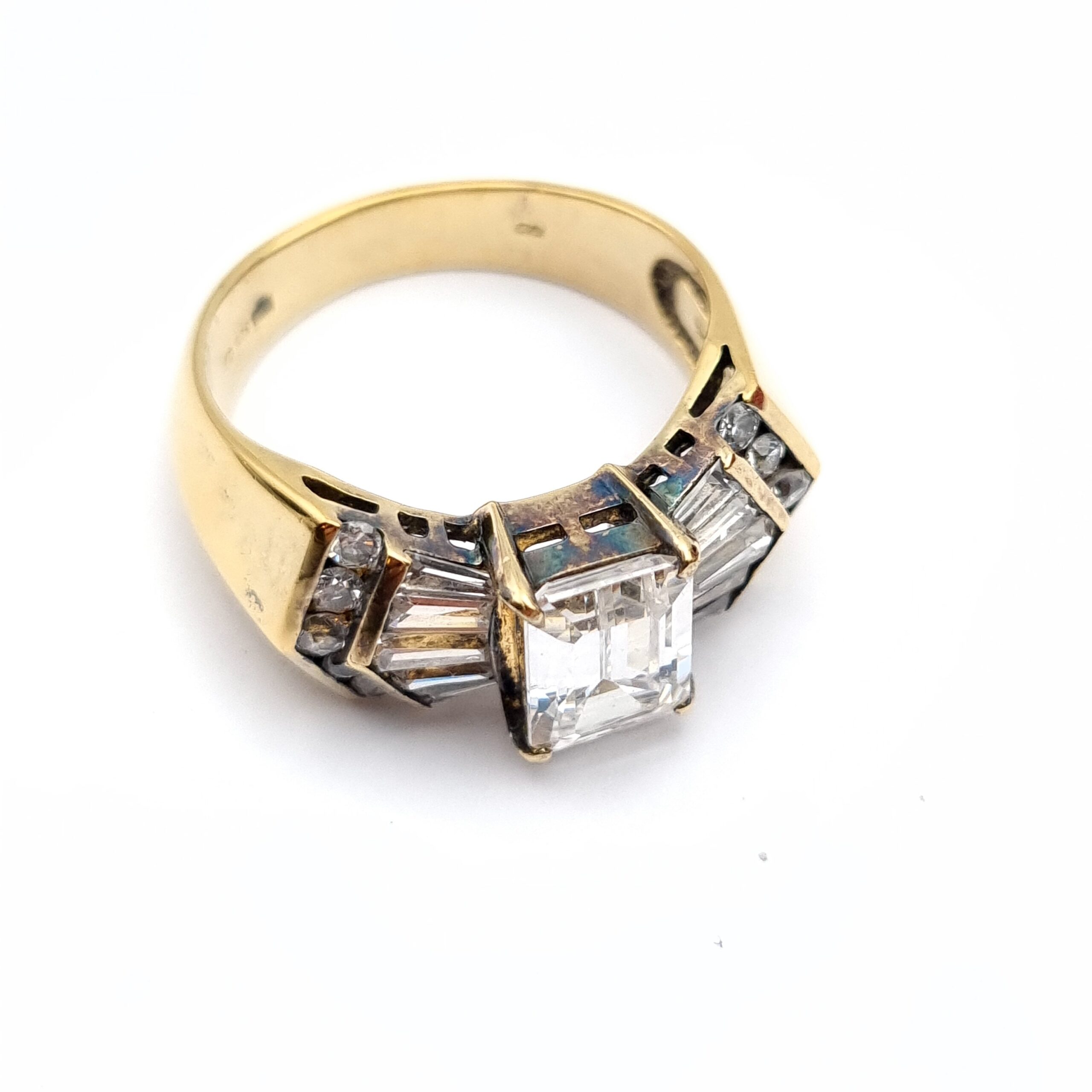 Bob Mackie White Lies Ring by Franklin Mint Size R 8.5 Sterling Silver Gilt - Image 6