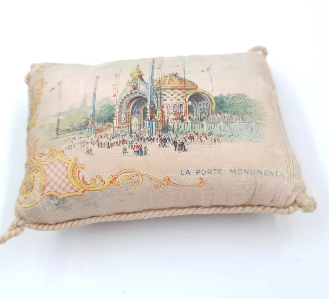 Antique French Pin Cushion La porte Monumentale Great Exposition Paris 1900