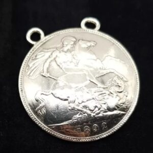 Victorian 1892 Crown Mounted Pendant Sterling Silver