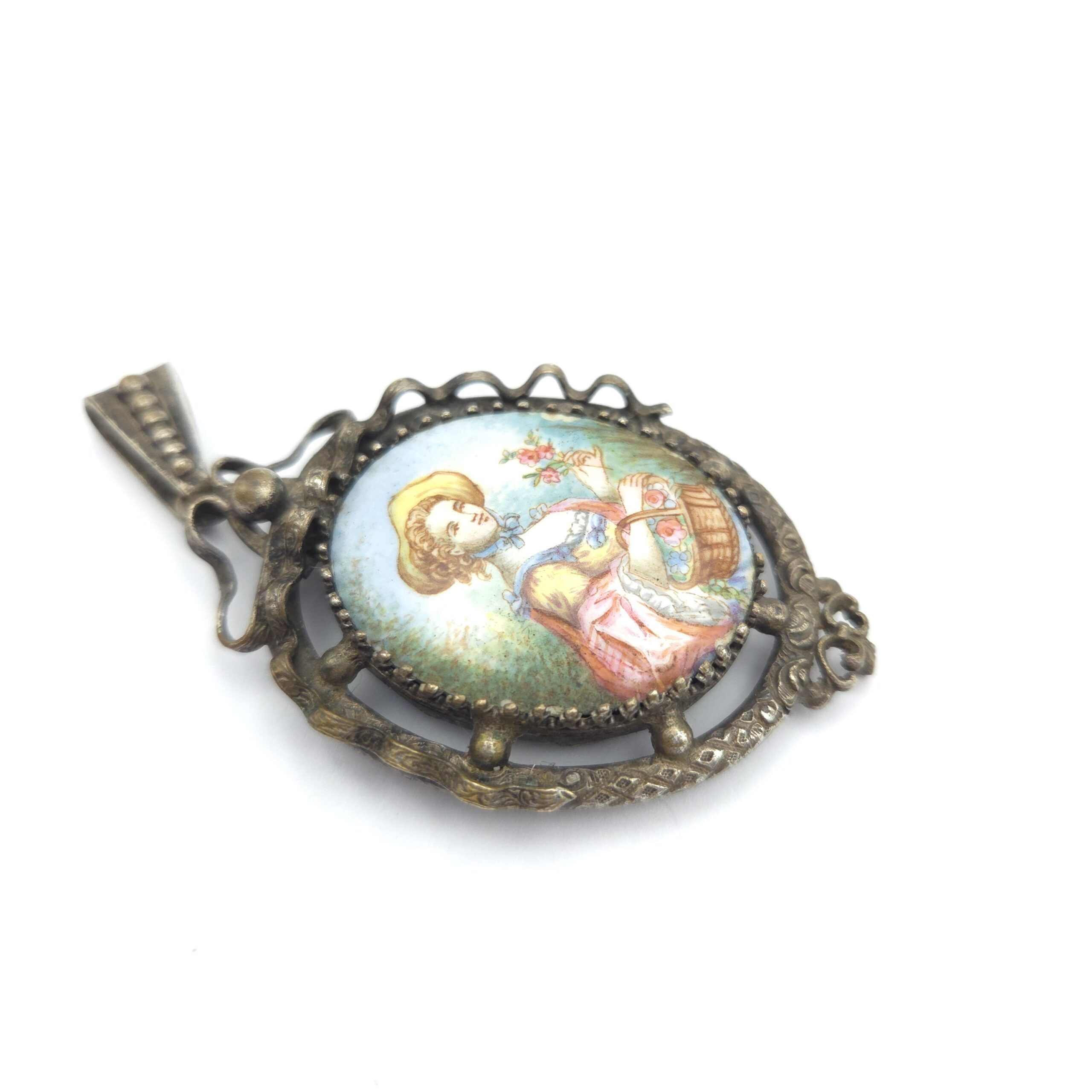 Antique French Porcelain Locket Pendant
