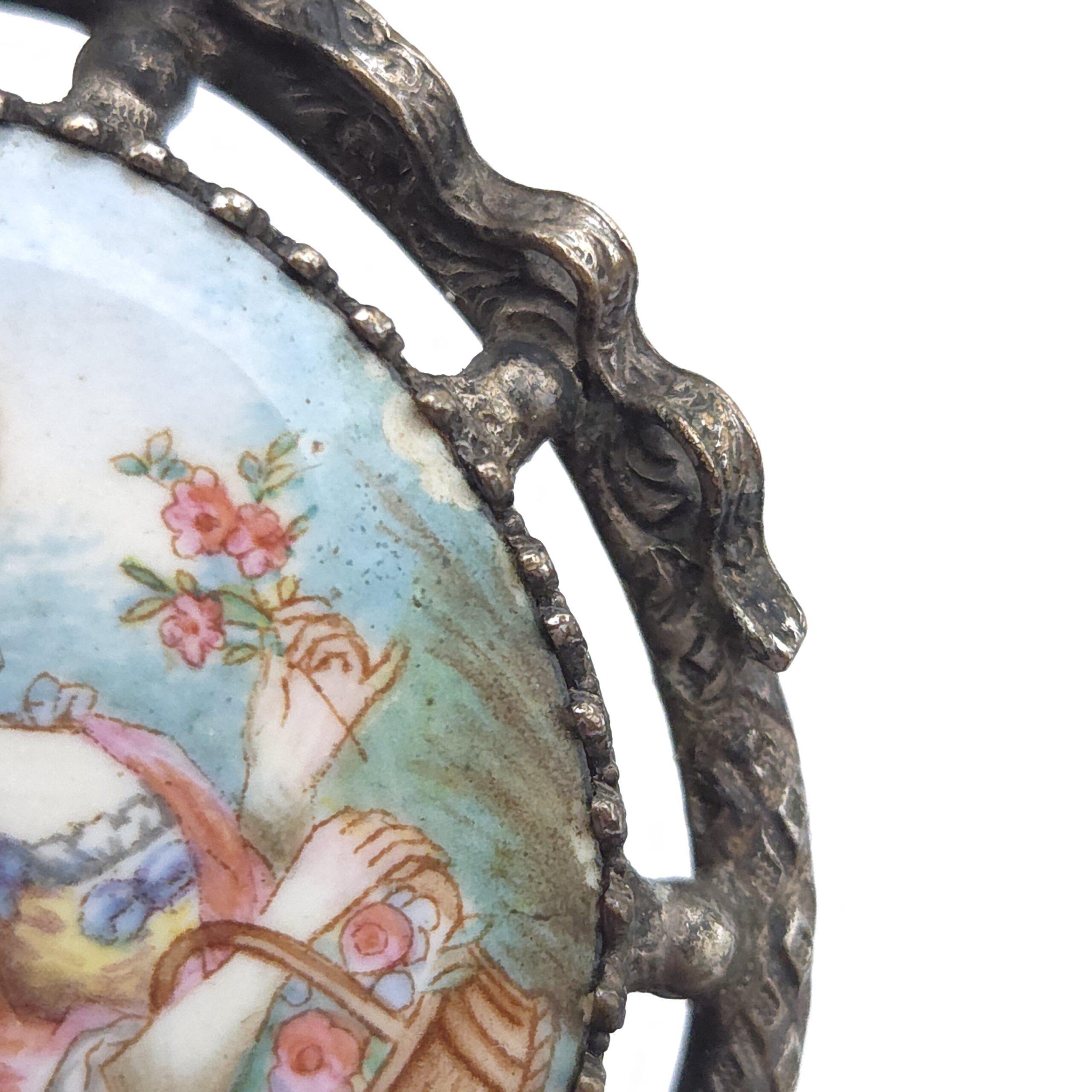 Antique French Porcelain Locket Pendant - Image 7