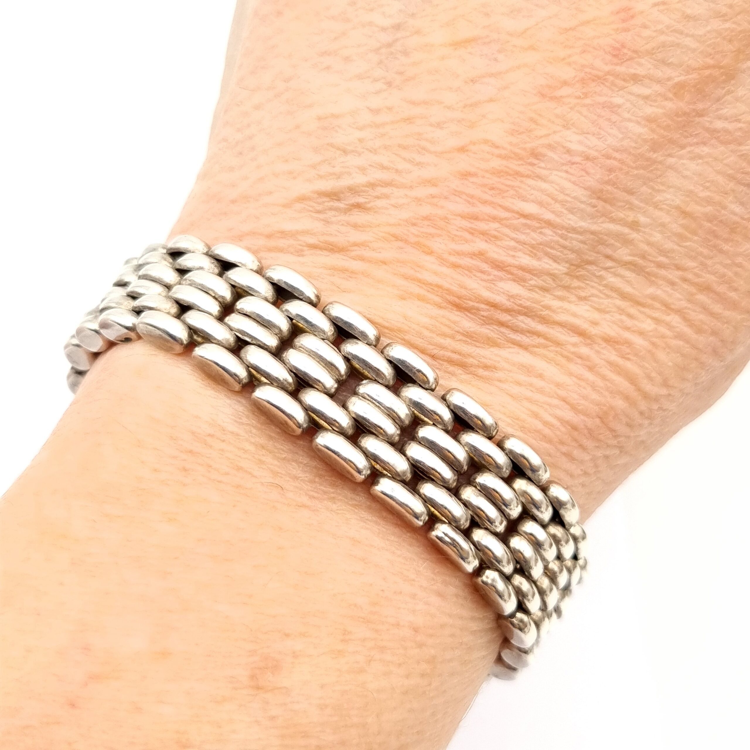 Sterling Silver Brick Link Bracelet Hallmarked 1977 - Image 2
