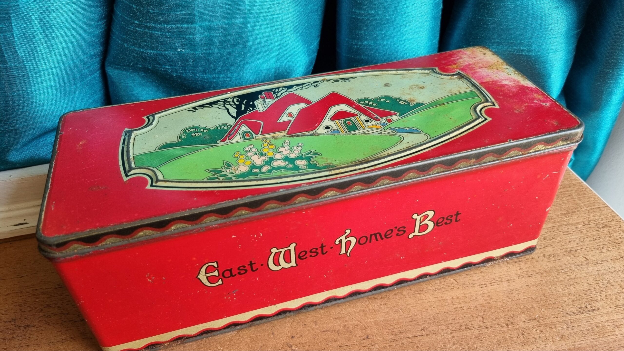Red Art Deco Biscuit Tin East West Homes Best Decorative